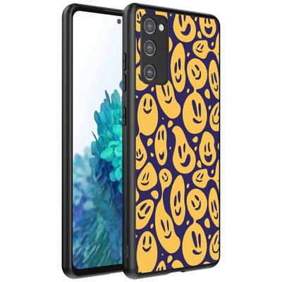Geschikt voor Samsung Galaxy S20 FE Telefoonhoesje met smiley opdruk - TPU backcover case emoji design - Paars Geel - Smartphonica geschikt voor Samsung Galaxy S20 FE