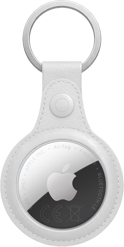 Hoesje Geschikt voor Apple AirTag 2-Sleutelhanger Leer Hoesje Leder Look - Hoesje Geschikt voor Apple AirTag 2e generatie Hanger Sleutelhanger Hoesje - Wit