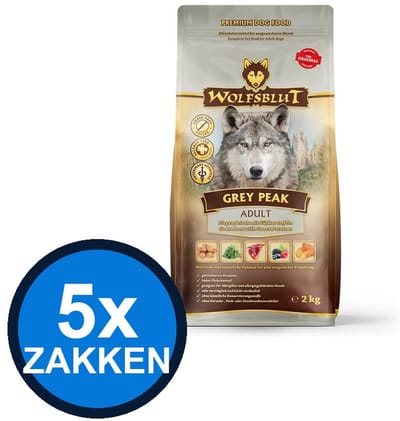 5x Wolfsblut - Adult Grey Peak - Hondenvoer Droogvoer - 2 kg
