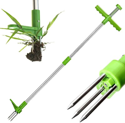 Dailygoods- Onkruidverwijderaar met 100 cm steel - Robuuste 3-tandklauw - Roestvrij Stalen Pedaal - Worteljader tegen Paardenbloem/Distels - Tuingereedschap - Onkruidsteker