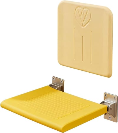 Opvouwbare Douchestoel - Wandmontage Zitje - Veilig Douchen - Robuuste Aluminium Legering - 42 cm Breed - Geel
