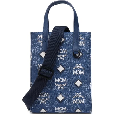 MCM Logo Print Verstelbare Afneembare Schouderband Jacquard Leer Tote Tas Dames Tote Tassen MMTDSTA02LE001 Basic Set (Bag+Dust Bag) gray