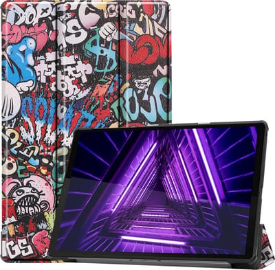 Hoes - Geschikt voor Lenovo Tab M10 FHD Plus (2e / 2nd Generatie) - Dun & Stevig - Trifold Bookcase - Hard Cover - Hardcover Book Case - Tablet Hoesje - Graffity