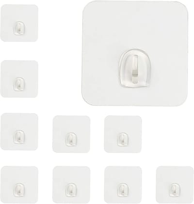 Transparante Haakjes - 10 Stuks Herbruikbare Zelfklevende Haken voor Badkamer, Keuken en Kledingorganisatie, Waterdicht en Naadloos