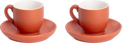 Palmer - Colors - Koffie kop en schotel - Mat - 2 stuks - 14 cl - Bruin - Porselein - Koffiekopjes