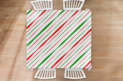 Kerst Tafelkleed - Kerstmis Decoratie - Tafellaken - Patronen - Kerst - Strepen - 180x180 cm - Kerstmis Versiering - Tafeldecoratie Kerstmis - Kerstdecoratie tafel - Tafelversiering