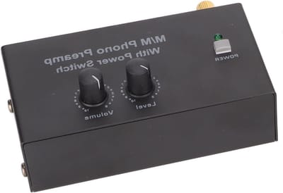 Professionele Phono Voorversterker voor Vinyl Platen, Laag Geluidsniveau Stereo Mini Preamp met Onafhankelijke Knopbediening en DC 12V Adapter