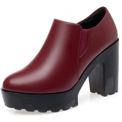 Comfortabele dikke bodem diepe mond zachte leren schoenen lente blok hoge hakken enkele schoenen voor kantoor model dans 38 brown