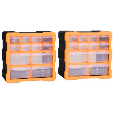 vidaXL - Organisers - met - 12 - lades - 2 - st - 26,5x16x26 - cm