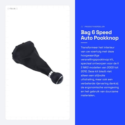Dailygoods- Pookknop 6 Versnellingen - Versnellingspook Hoes - Pookknop Universeel - Kunststof/Synthetisch Leer - Eenvoudig te Installeren - Geschikt voor II 2 MK2
