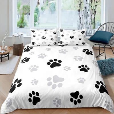 Home Living Luxe 3D Hondenpootafdruk Beddengoed Set Bot Dekbedovertrek Kussensloop Queen en King EU/US/AU/UK Maat Dekbed Beddengoed 70x133cm