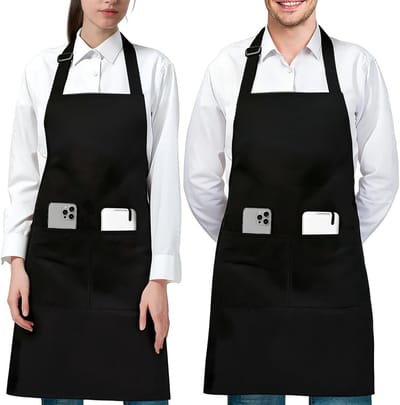 Verstelbare Keuken Schort met 2 Zakjes voor Koken, Bakken en Restaurantgebruik voor Mannen en Vrouwen