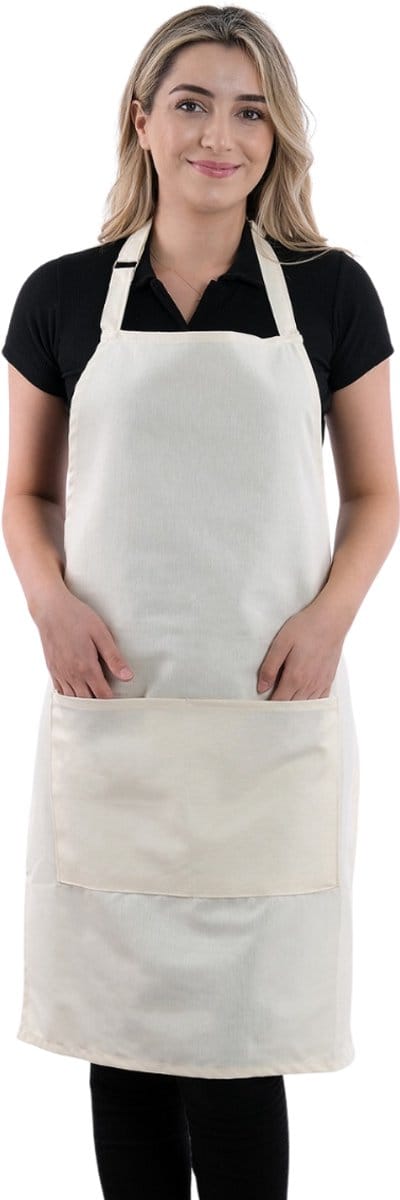 Simple Keukenschort Crème - 60x80 cm - Professioneel Verstelbaar Nekband - Keukenschort dames Horecakwaliteit - Kookschort met Zakken