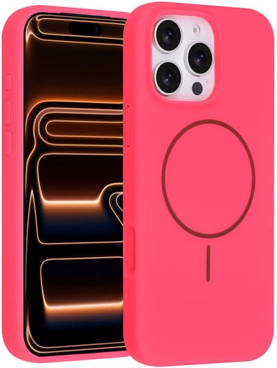 TUNIQ telefoonhoesje voor Apple iPhone 16 Pro Max - MagSafe siliconen backcover - Felroze