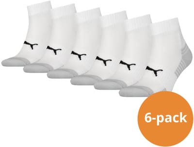 Puma Sport Cushioned Quartersokken Light 6-pack Wit-39/42