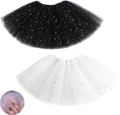 Dailygoods- Tutu-rok 3 lagen tule - Gelaagde Rok - Pailletten - Verkleedkostuum - Meisjes 2-8 jaar - Lengte 30 cm - Balletrok