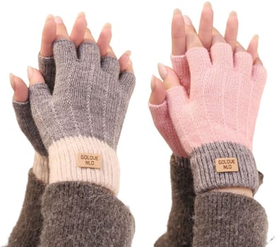 Dailygoods- Vingerloze Handschoenen Warm - Gebreide Dameshandschoenen - Halve Vingers - Elastische Stof - Geschikt voor Typen/Rijden - Zacht Acryl/Katoen