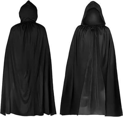 Zwarte Kindercape met Kap voor Halloween, Vampier Kostuum, Cosplay, Feest, Magische Outfit voor Kinderen en Volwassenen (120 cm)