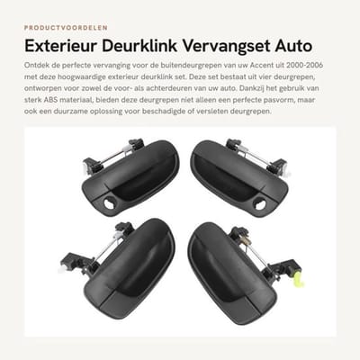 Deurklink Buitendeurgreep Vervanging - Deurklink Set - Deurklink ABS - Deurklink voor Accent 2000-2006 - Perfecte Pasvorm - Hoogwaardig Materiaal