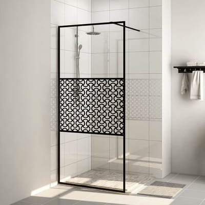 vidaXL - Inloopdouchewand - 115x195 - cm - ESG-glas - transparant - en - zwart