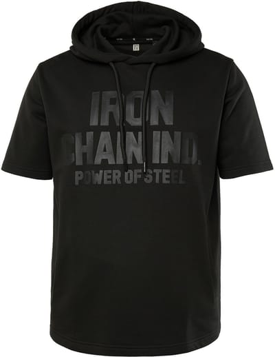 JAY-PI - Heren - Hoodie Iron Anvil fitness korte mouwen QuickDry capuchon - Zwart - Maat 3XL