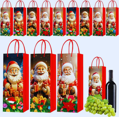 Moderne Kerst Wijnfles Tas Met Handvaten - Rode Champagne En Whisky Fles Geschenktas Set Voor Oud & Nieuw Feest - Winter Diner Tafeldecoratie