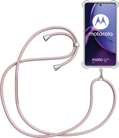 Telefoonkoord + Hoesje Geschikt voor Motorola Moto G84 - Lengte Verstelbaar - Telefoonketting - Shock Proof Case - Rose
