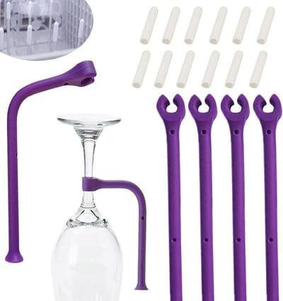 Siliconen Afvoerbeugel voor Afwasmachine - Flexibele Bescherming voor Wijnglazen en Stemware, Universele Tine Prong Reparatie en Deksel Caps, Set van 14 Stuks