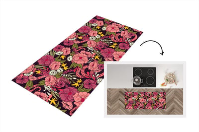 Keukenloper - Loper keuken - Jungle - Bloemen - Patronen - 120x50 cm - Keukenloper vinyl