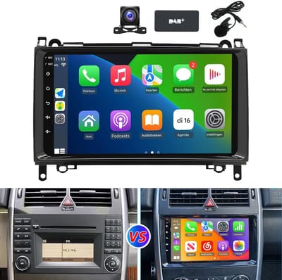 ESSGOO Autoradio - Geschikt voor Mercedes-Benz W169 W245 Sprinter W906 - Draadloze CarPlay & Andriod Auto - Android 15 4 + 64G - Bluetooth & Wifi FM RDS GPS-Navigatiesystem - AHD Achteruitrijcamera - DAB+ - Microfoon