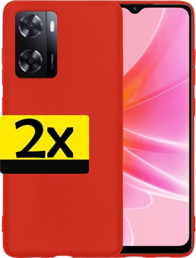 Hoesje - 2 Stuks - Geschikt voor OPPO A57s - Sterk & Shockproof - Case Siliconen - Back Cover - Telefoon Hoes - Telefoonhoesjes - Rood