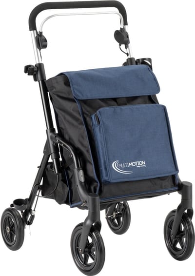 MultiMotion Shopper rollator - Denim blauw/ zwart - Boodschappentrolley en rollator in 1