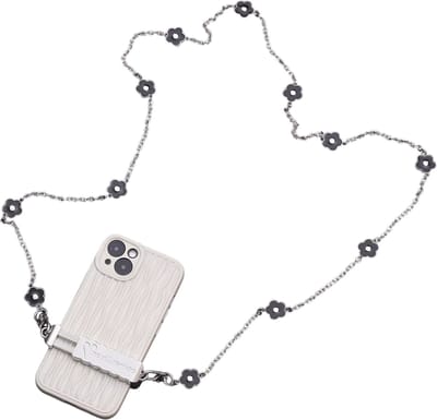 Chain Diagonal Cross Chain Phone Clip – Zwart – Verstelbare Schouder- en Kruisband met Ketting voor Smartphone, Handsfree en Veilig Dagelijks Gebruik