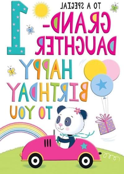 Verjaardagskaart Kleindochter - Wenskaart 1 Jaar - Cadeau Overhandigen - Uniek Panda Design - 9 x 6 inch - Groen