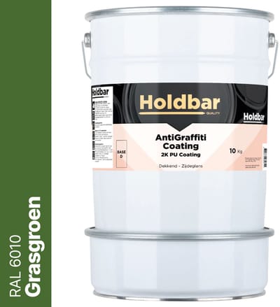 Holdbar Anti Graffiti Coating Grasgroen (RAL 6010) 10 Kg - Maakt Graffiti verwijderbaar - Graffiti Verwijderen - In Alle Kleuren - Voor Steen, Beton, Hout, Metaal en Tegels