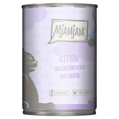 Economy Pack 24x400g MjAMjAM Kitten Excellent Kalf met zalmolie nat kattenvoer