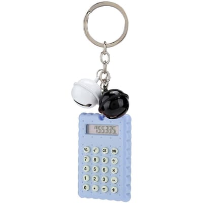 Schattige Bel Koekje Stijl 8 Cijfers Elektronische Mini Draagbare Rekenmachine Sleutelhanger Snoepkleur(Blauw)