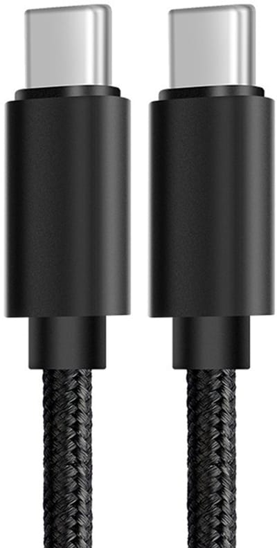 USB-C naar USB-C oplader adapter data kabel - 60W snellader opladen - 3A - gevlochten nylon - 1 meter - zwart