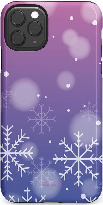 Casetastic hoesje geschikt voor Apple iPhone 11 Pro Max - Dubbellaagse bescherming - Winter Sneeuw Paarse Roze Gloed - Fashion Case - Lavendel