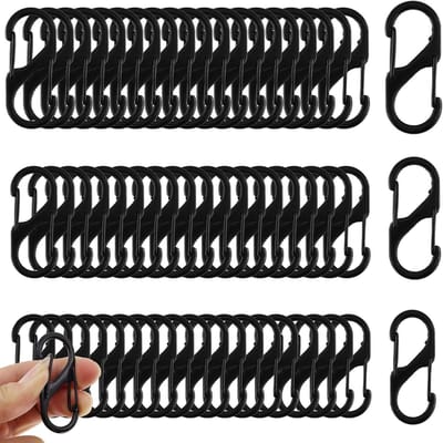 60 Stuks S Carabiner Haakjes, 50mm/40mm/32mm, Metalen Anti-Diefstal, Ideaal voor Outdoor, Kamperen en Wandelen, Sleutels Ophangen