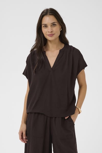 Kaffe KAmilia Wing SL Blouse Dames Blouse - Black Coffee