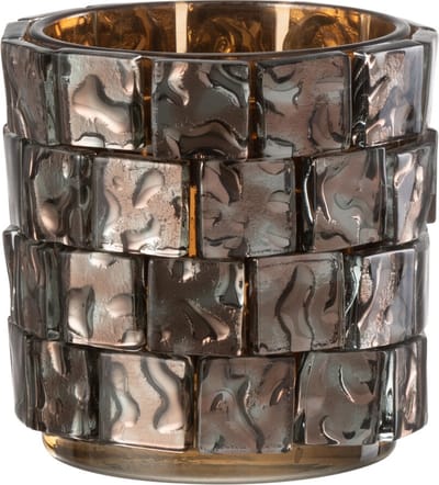 J-Line theelichthouder Vierkant mozaiek - glas - bruin - large