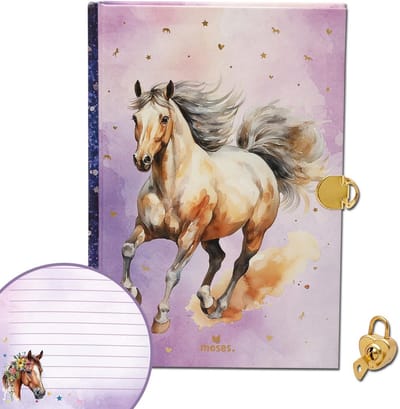 Paarden Dagboek - Schrijfvriend - Persoonlijke Notities - Hartvormig Slot - 192 Pagina's - Paars Goud