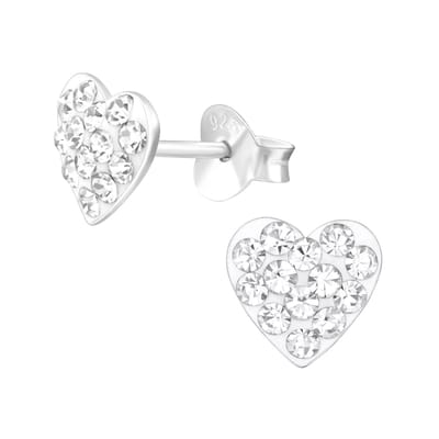 Oorbellen meisje - hartje - zilver - glitter