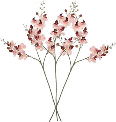 Mica Decorations Kunstbloemen Orchidee tak - 3x - lichtroze - 75 cm - Kunst zijdebloemen - siertakken - planten - bloemetjes