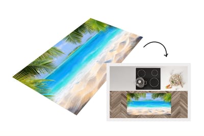 Keukenloper - Loper keuken - Strand - Palmboom - Zee - Eiland - 120x60 cm - Keukenloper vinyl