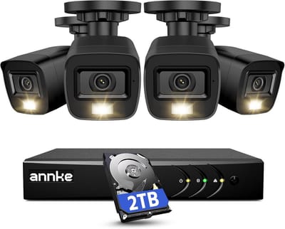 Complete 3K Beveiligingscamera Set met 4x 5MP Buiten Camera, 8 Kanaals DVR en 2TB Harde Schijf