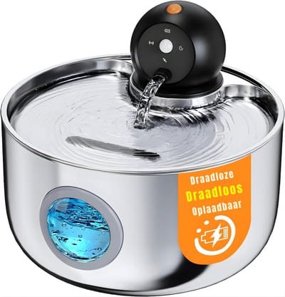 DnA® Drinkfontein Kat - Drinkfontein - Automatische Voerbak Kat - Drinkfontein Hond - Zilver - 22cm x 22cm x 12cm