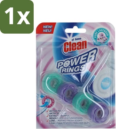 1 x At Home - Clean - Toiletblok - Power Rings - Pure Lavender - Extra Sterk - 1 Blok - Toiletblok - Lavendel - Reiniging - Frisheid - Toiletgeur