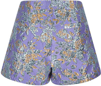Elegante Polyester Vrouwen Hoge Taille Shorts met Bloemenprint - Blauw - Maat M